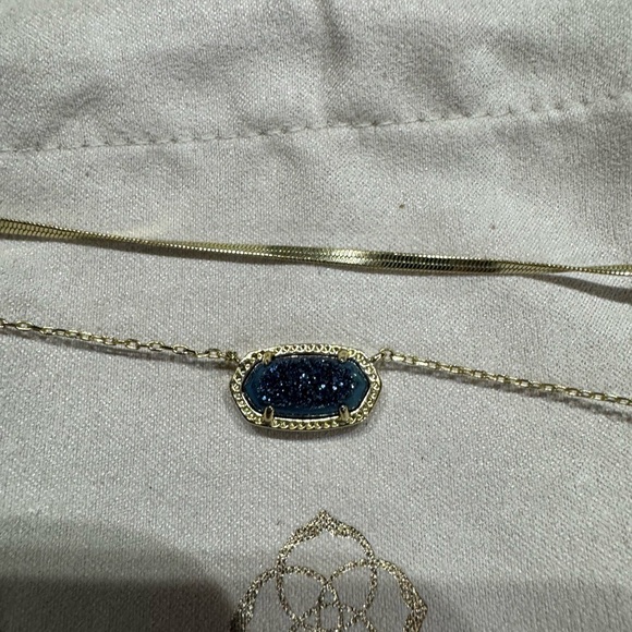 Kendra Scott Gold and Blue Double Chain Necklace - Picture 2 of 3